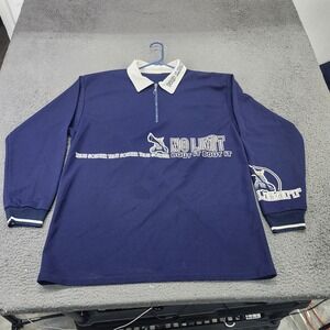 No Limit Rugby Polo Shirt Mens 2XL Blue 1/4 Zip Long Sleeve Rap Hip Hop Graphic